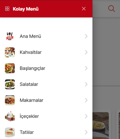 KOLAY MENÜ - Kullanıcı dostu arayüz - Online Restoran Menüsü